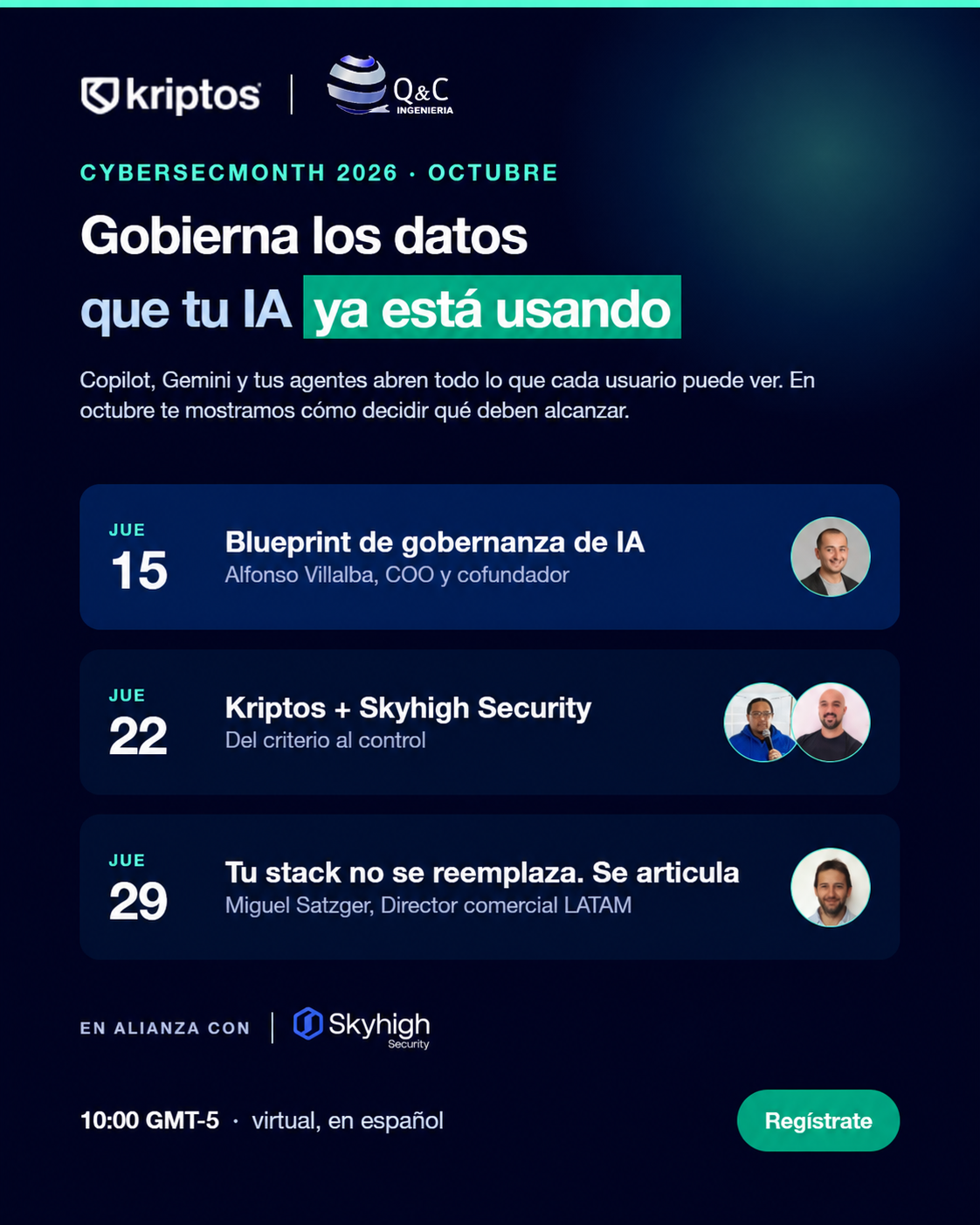 Acompáñanos a estos webinar y descubre como Kriptos da visibilidad e inteligencia de datos para cumplimiento, gestión de riesgos, gobernanza de acceso y adopción segura de IA